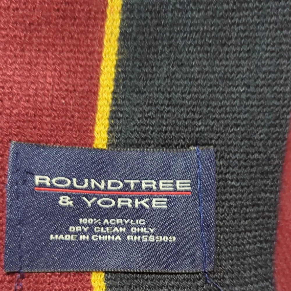 Roundtree & Yorke Burgundy and Yellow Striped Scarf